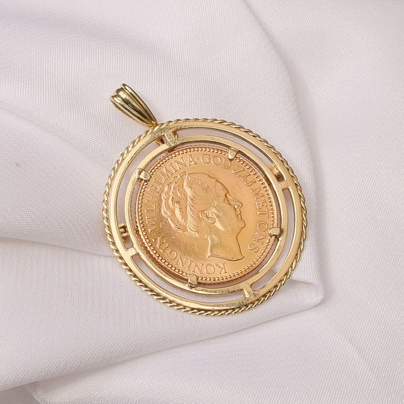 Image 9 of Gold pendant/brooch of a 10-guilder coin; Queen Wilhelmina 1925