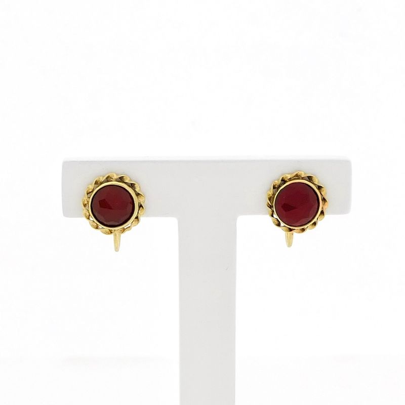 Image 3 of Gold earrings with garnet | Vintage