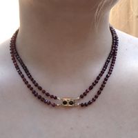 Antique glass bead necklace with gold clasp