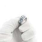 Image 2 of Bombarie silver ring with tribal and blue enamel