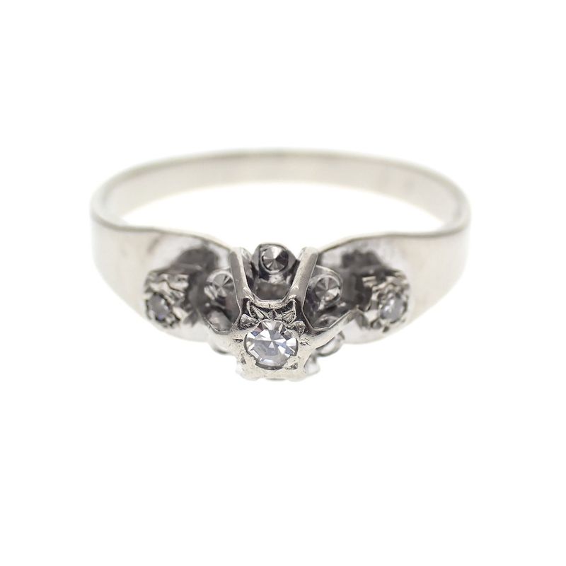 Image 4 of Vintage white gold ring with diamond | 0.06 ct.