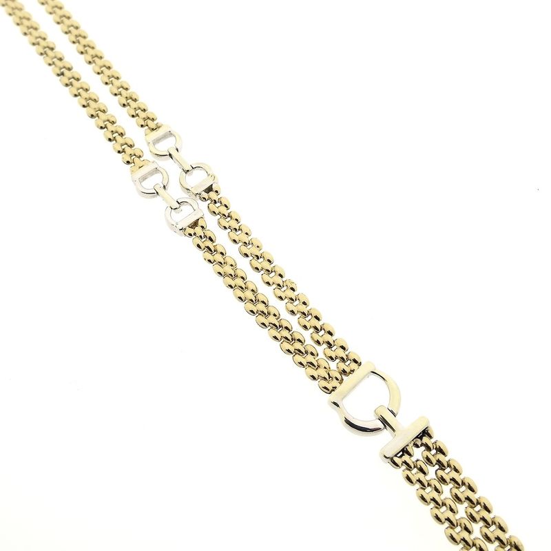 Image 7 of Bicolor gold Bismarck link necklace with fixed pendant