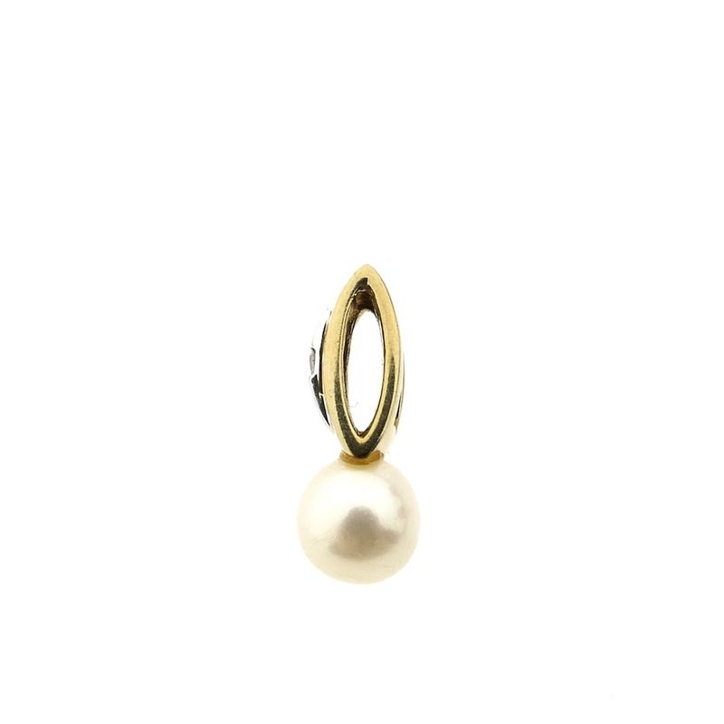 Image 6 of Gold pendant with pearl and diamond | 0.01 ct.