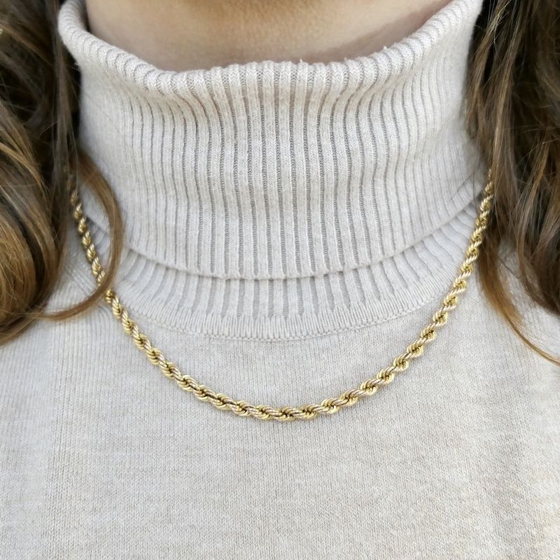 Image 8 of Two-tone gold twisted link necklace | 45 cm