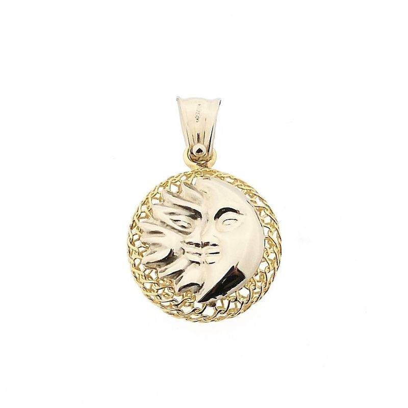Afbeelding 1 van Bicolor gouden zon en maan hanger