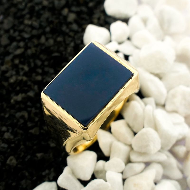 Image 2 of Gold signet ring with blue layered stone | Constant