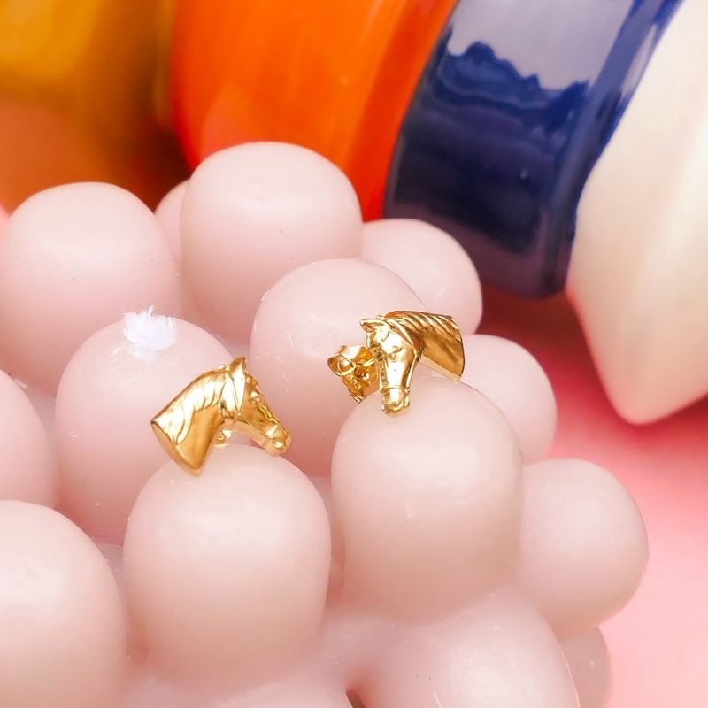 Image 2 of Golden horse stud earrings