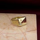 Image 2 of Gold signet ring with diamond; 0.07 ct.