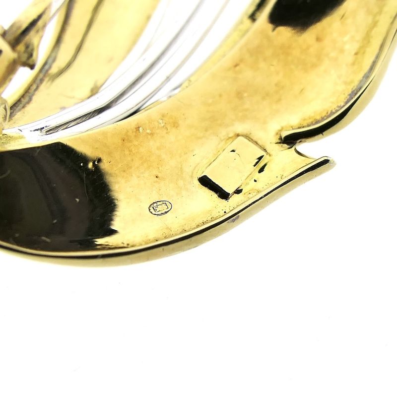 Image 7 of Two-tone gold brooch of a leaf with diamonds; 0.12 ct.