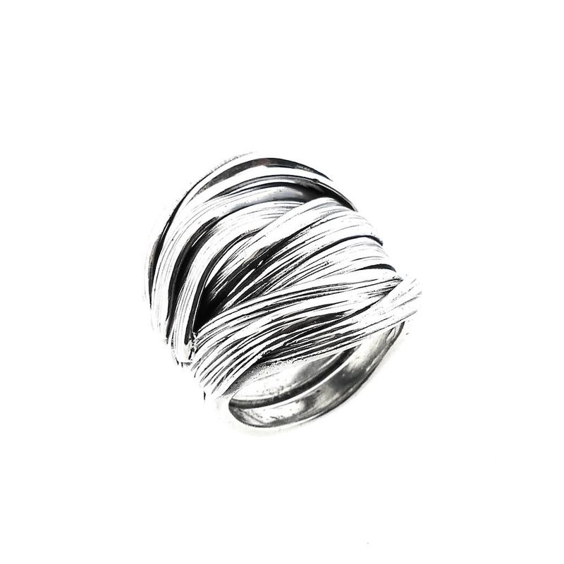 Image 1 of Wide silver spaghetti ring