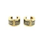 Image 10 of Gold hinged hoop earrings with a meandering pattern in black enamel; Ø 15.2 mm