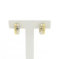 Two-tone gold hinged hoop earrings; Ø 14.7 mm