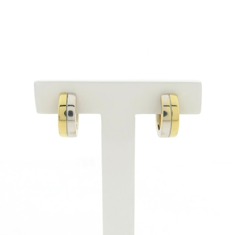 Image 1 of Two-tone gold hinged hoop earrings; Ø 14.7 mm