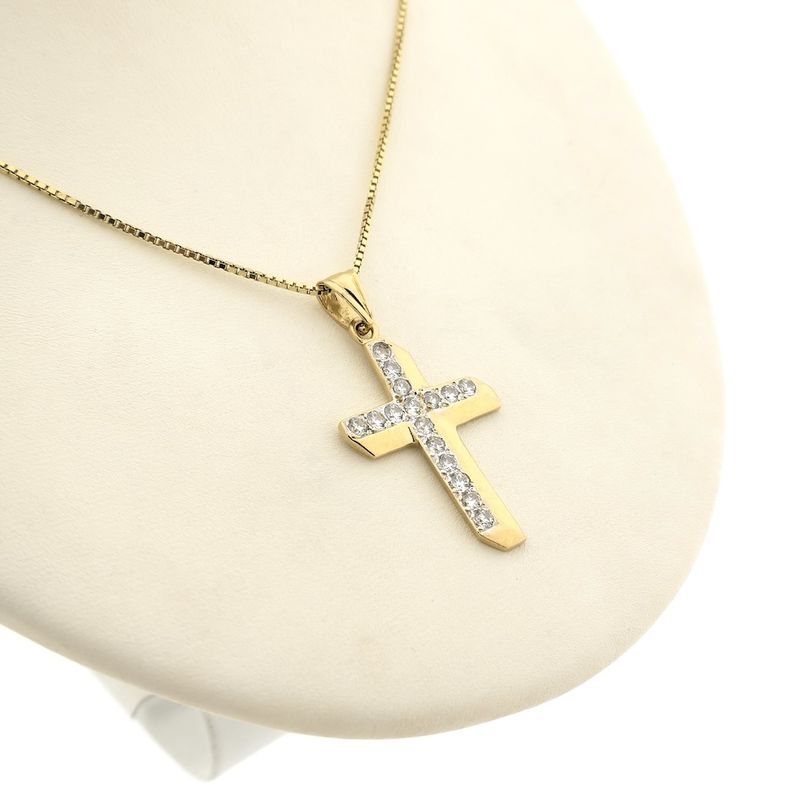 Image 9 of Gold cross pendant with zirconia