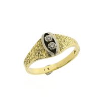Two-tone gold ring with diamond; 0.03 ct.