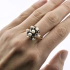 Image 6 of Gold cocktail ring with pearls and sapphire