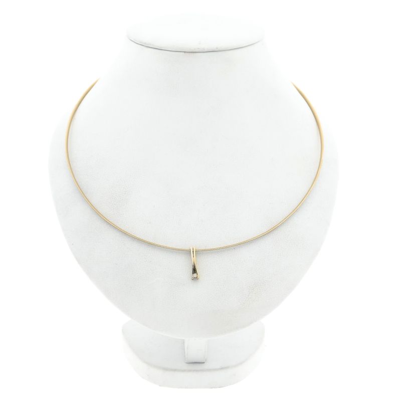 Image 3 of Bicolor Gold Minimalist Pendant with Diamond