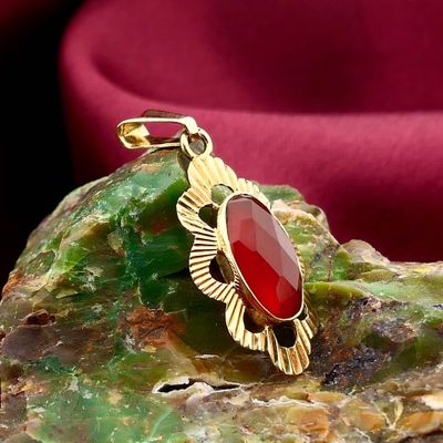 Image 2 of Gold Pendant with Carnelian