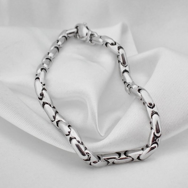Image 6 of 18K white gold fantasy link bracelet | 19.0 cm | Chimento