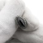 Image 8 of Silver stud earrings with marcasite and garnet