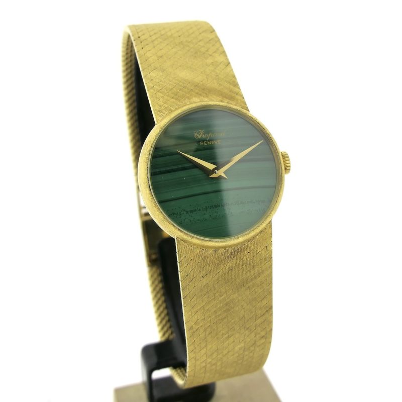 Image 3 of Chopard Genève Cocktail Watch 4010 1; Vintage 18k. gouden horloge met malachiet wijzerplaat