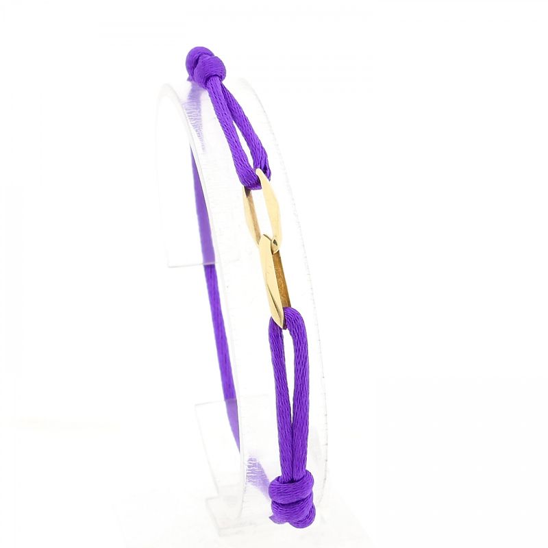 Image 3 of Forever Knots® Handmade Purple Satin Bracelet with Gold Link