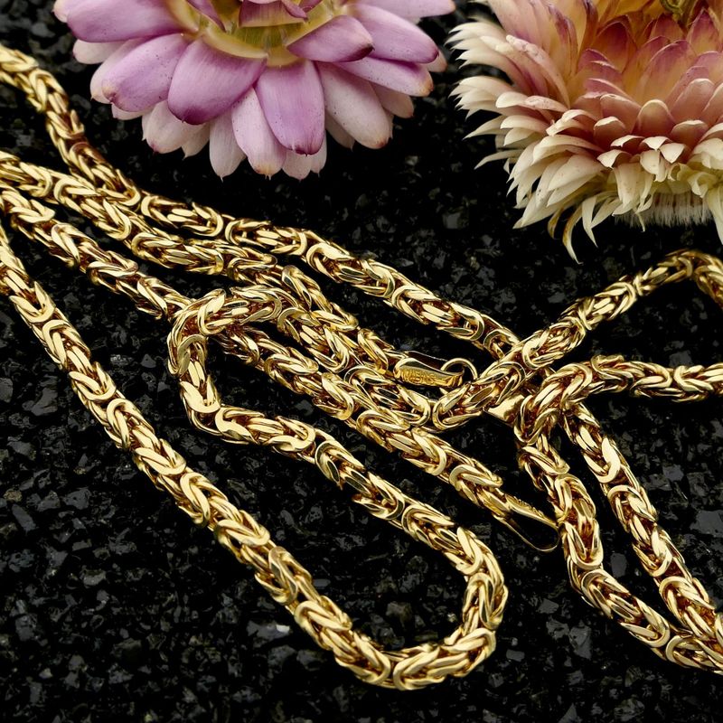 Image 2 of Gold Square Byzantine Link Necklace; Midas