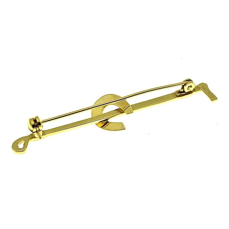Image 3 of Gold brooch with a horseshoe and polo mallet