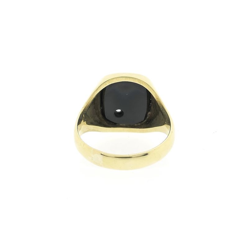 Image 5 of Gold men's signet ring with onyx and zirconia
