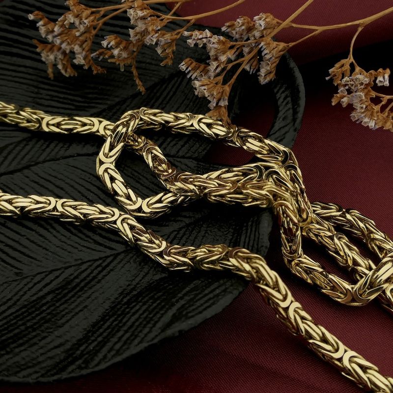 Image 2 of Gold square king chain with diamond; 0.48 ct.