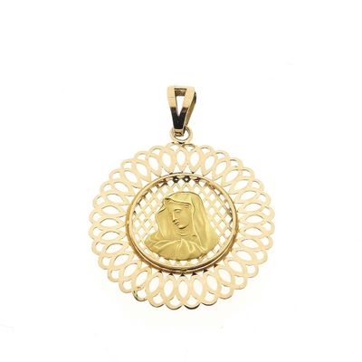 Image 1 of Two-tone gold pendant with the face of Mary