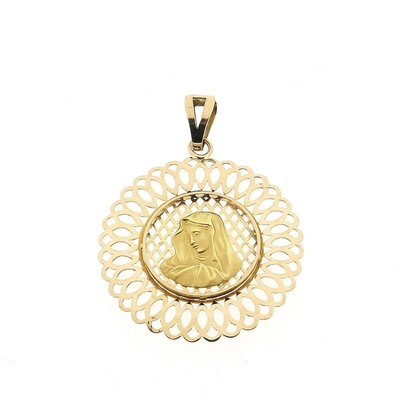 Image 1 of Two-tone gold pendant with the face of Mary