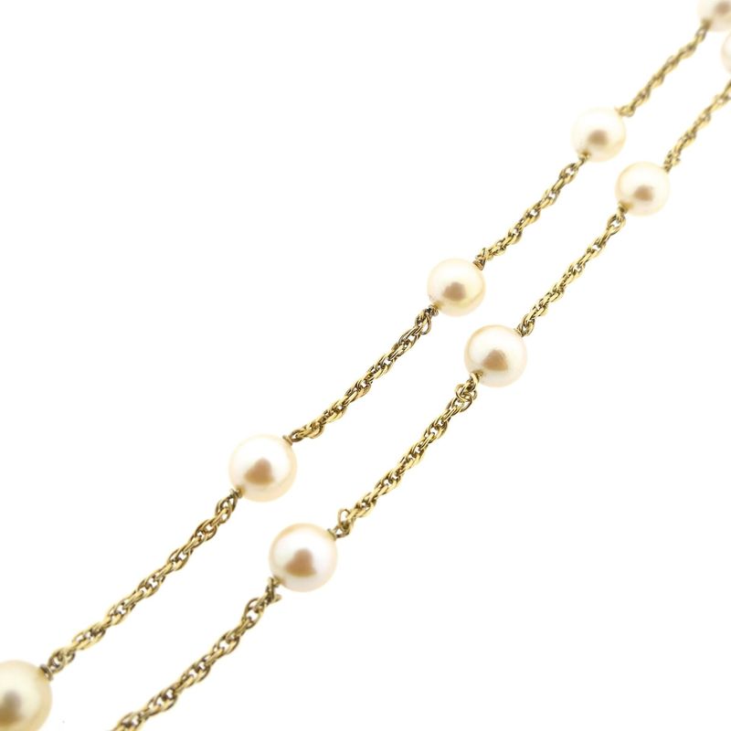 Image 7 of Gold Singapore link chain with pearls