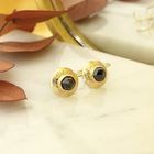 Image 2 of Gold earrings with garnet | Antique/vintage