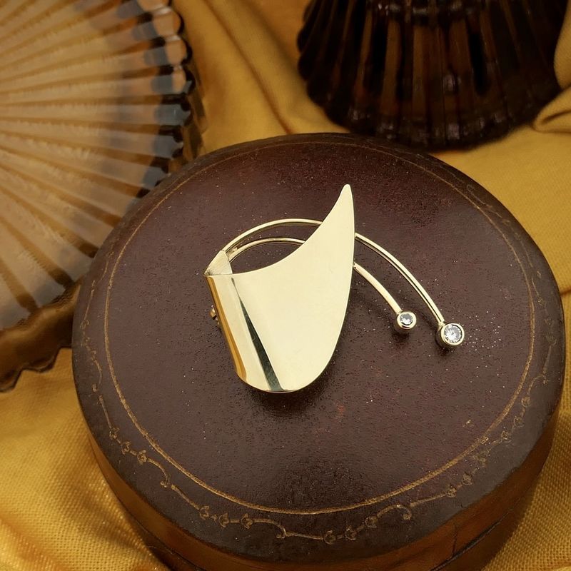 Image 6 of Gold abstract brooch with zirconia