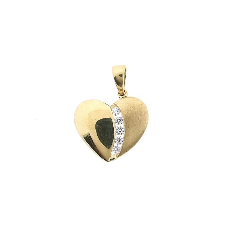 Image 1 of Gold Heart Pendant with Zirconia; 9 Karat