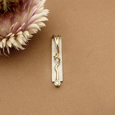 Afbeelding 2 van Bicolor gouden hanger met diamant | 0,02 ct.