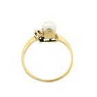 Image 3 of Gold ring with pearl and diamond | 0.03 ct.
