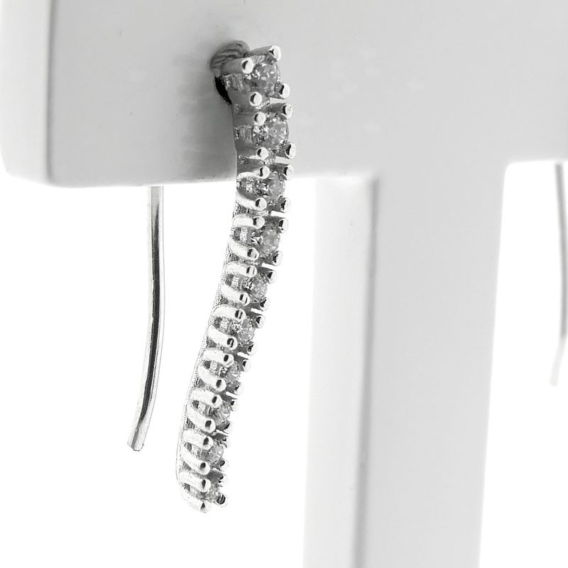 Image 3 of Silver long earrings with zirconia