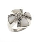 Image 1 of Silver ring with mother of pearl and marcasite