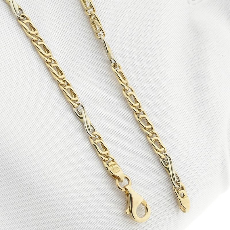 Image 8 of Two-tone gold navy link bracelet with diamonds
