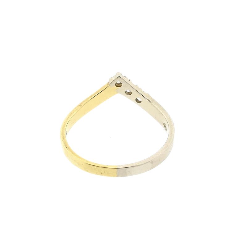 Image 6 of Bicolor Gold V-Shaped Ring with Diamonds; 0.105 ct.