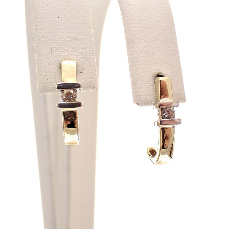 Image 4 of Bicolor gold stud earrings with zirconia