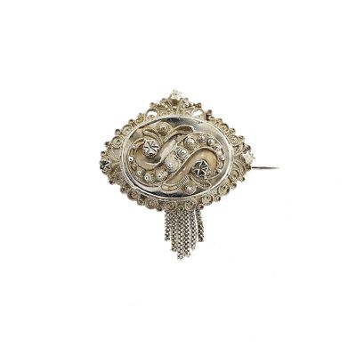 Image 1 of Silver brooch with filigree technique | Vintage/antique