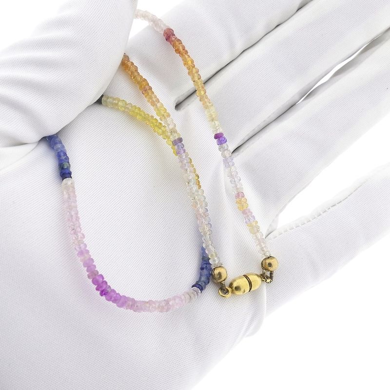 Image 8 of 9 carat multi-colored sapphire bead necklace