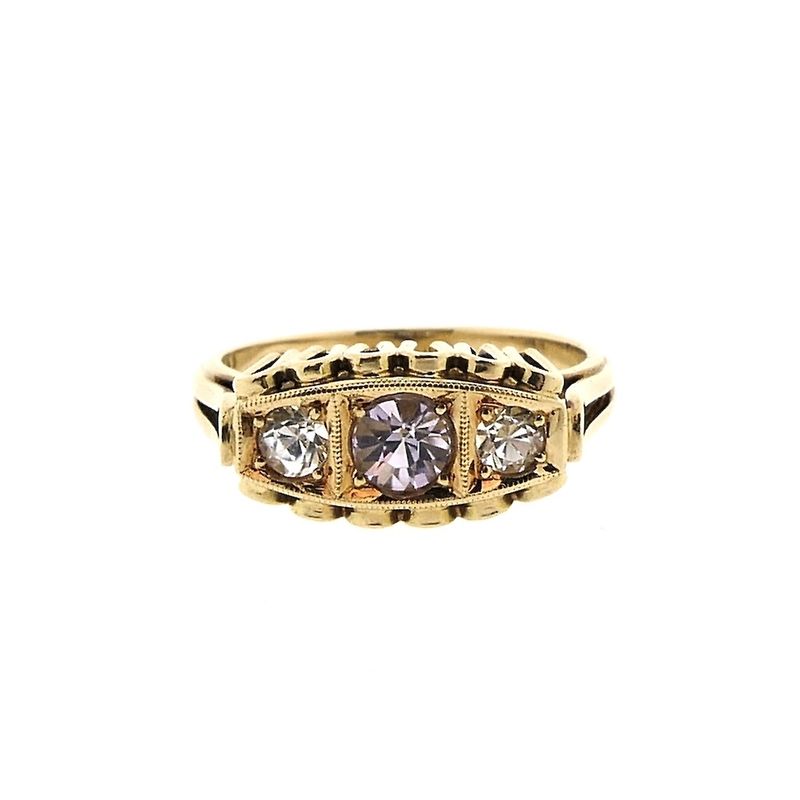 Image 3 of Gold ring with colored zirconia