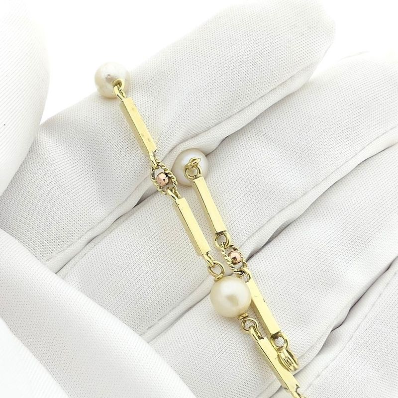 Image 6 of Two-tone gold bracelet with pearls