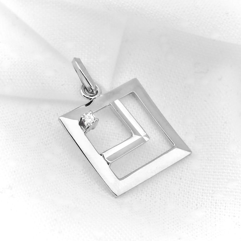 Image 4 of White gold pendant with diamond; 0.035 ct.