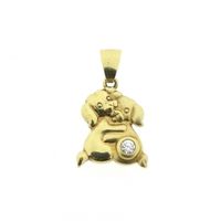 Gold pendant of two dogs with zirconia