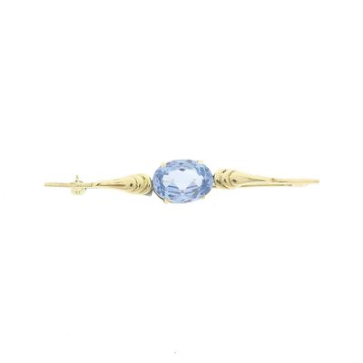 Image 1 of Gold brooch with blue topaz